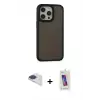 ieg™ iPhone 13 Pro Max Kılıf Eksen Işık - Siyah Joko 5D Cam + Pers Alüminyum Kamera Lens - LT
