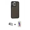 ieg™ iPhone 13 Pro Max Kılıf Eksen Işık - Siyah Joko 5D Cam + Rainbow Kamera Lens Koruma Cam - MI