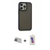 ieg™ iPhone 13 Pro Max Kılıf Eksen Işık - Siyah Joko 5D Cam + Rainbow Kamera Lens Koruma Cam - MI