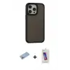 ieg™ iPhone 13 Pro Max Kılıf Eksen Işık - Siyah Joko 5D Cam + Shine Kamera Lens Koruma Cam - MI