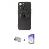 ieg™ iPhone 13 Pro Max Kılıf Eksen Klasik Prime - Siyah Bilvis 5in1 3D Magic Cam Ekran Koruyucu + Rainbow Kamera Lens Koruma Cam - BZ