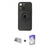 ieg™ iPhone 13 Pro Max Kılıf Eksen Klasik Prime - Siyah Bilvis 5in1 3D Magic Cam Ekran Koruyucu + Rainbow Kamera Lens Koruma Cam - REGD