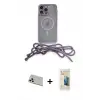 ieg™ iPhone 13 Pro Max Kılıf Eksen Özel Seri - Siyah 6D Mat Seramik Hayalet Nano Ekran Koruyucu + Rainbow Kamera Lens Koruma Cam - BZ
