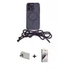 ieg™ iPhone 13 Pro Max Kılıf Eksen Özel Seri - Siyah Bilvis 3D Mat Cam Ekran Koruyucu + Rainbow Kamera Lens Koruma Cam - REGD