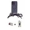 ieg™ iPhone 13 Pro Max Kılıf Eksen Özel Seri - Siyah Bilvis Hayalet Cam Ekran Koruyucu + Rainbow Kamera Lens Koruma Cam - KI