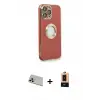 ieg™ iPhone 13 Pro Max Kılıf İz Form Serisi - Şeffaf Maxco Cam Ekran Koruyucu + Rainbow Kamera Lens Koruma Cam - REGD