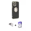 ieg™ iPhone 13 Pro Max Kılıf İz Form Serisi - Siyah Bilvis 5in1 3D Magic Cam Ekran Koruyucu + Pers Alüminyum Kamera Lens - GI