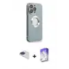 ieg™ iPhone 13 Pro Max Kılıf İz Form Serisi - Siyah Bilvis 5in1 3D Magic Cam Ekran Koruyucu + Pers Alüminyum Kamera Lens - LT