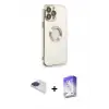 ieg™ iPhone 13 Pro Max Kılıf İz Form Serisi - Siyah Bilvis 5in1 3D Magic Cam Ekran Koruyucu + Pers Alüminyum Kamera Lens - LT