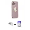 ieg™ iPhone 13 Pro Max Kılıf İz Form Serisi - Siyah Bilvis 5in1 3D Magic Cam Ekran Koruyucu + Pers Alüminyum Kamera Lens - SABE