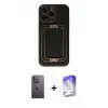ieg™ iPhone 13 Pro Max Kılıf Kozmos Minimal Prime - Siyah Bilvis 5in1 3D Magic Cam Ekran Koruyucu + Neon Fosforlu Kamera Lens - BZ