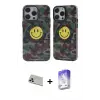 ieg™ iPhone 13 Pro Max Kılıf Nova Doku Koleksiyonu - Siyah Bilvis 5in1 3D Magic Cam Ekran Koruyucu + Rainbow Kamera Lens Koruma Cam - REGD