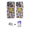 ieg™ iPhone 13 Pro Max Kılıf Nova Doku Koleksiyonu - Siyah Bilvis 5in1 3D Magic Cam Ekran Koruyucu + Rainbow Kamera Lens Koruma Cam - BZ