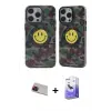 ieg™ iPhone 13 Pro Max Kılıf Nova Doku Koleksiyonu - Siyah Bilvis 5in1 5D Magic Hayalet Cam Ekran Koruyucu + Rainbow Kamera Lens Koruma Cam - KI