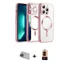 ieg™ iPhone 13 Pro Max Kılıf Nova Işık Özel Seri - Şeffaf Maxco Cam Ekran Koruyucu + Rainbow Kamera Lens Koruma Cam - MI