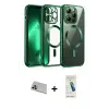 ieg™ iPhone 13 Pro Max Kılıf Nova Işık Özel Seri - Şeffaf Pasifik Cam Ekran Koruyucu + Rainbow Kamera Lens Koruma Cam - MR