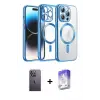 ieg™ iPhone 13 Pro Max Kılıf Nova Işık Özel Seri - Siyah Bilvis 5in1 3D Magic Cam Ekran Koruyucu + Neon Fosforlu Kamera Lens - BZ