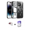 ieg™ iPhone 13 Pro Max Kılıf Nova Işık Özel Seri - Siyah Bilvis 5in1 3D Magic Cam Ekran Koruyucu + Pers Alüminyum Kamera Lens - KI