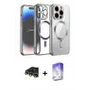 ieg™ iPhone 13 Pro Max Kılıf Nova Işık Özel Seri - Siyah Bilvis 5in1 3D Magic Cam Ekran Koruyucu + Raze Metal Kamera Lens - GD
