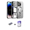 ieg™ iPhone 13 Pro Max Kılıf Nova Işık Özel Seri - Siyah Bilvis 5in1 3D Magic Cam Ekran Koruyucu + Renkli Kamera Lens Koruma Cam - PE