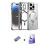 ieg™ iPhone 13 Pro Max Kılıf Nova Işık Özel Seri - Siyah Bilvis 5in1 5D Magic Hayalet Cam Ekran Koruyucu + Shine Kamera Lens Koruma Cam - PE