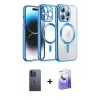 ieg™ iPhone 13 Pro Max Kılıf Nova Işık Özel Seri - Siyah Bilvis 5in1 5D Magic Hayalet Cam Ekran Koruyucu + Neon Fosforlu Kamera Lens - MI