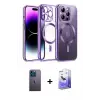 ieg™ iPhone 13 Pro Max Kılıf Nova Işık Özel Seri - Siyah Bilvis 5in1 5D Magic Hayalet Cam Ekran Koruyucu + Neon Fosforlu Kamera Lens - MI
