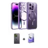 ieg™ iPhone 13 Pro Max Kılıf Nova Işık Özel Seri - Siyah Bilvis 5in1 5D Magic Hayalet Cam Ekran Koruyucu + Neon Fosforlu Kamera Lens - YL