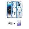 ieg™ iPhone 13 Pro Max Kılıf Nova Işık Özel Seri - Siyah Bilvis 5in1 5D Magic Hayalet Cam Ekran Koruyucu + Rainbow Kamera Lens Koruma Cam - BZ