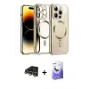 ieg™ iPhone 13 Pro Max Kılıf Nova Işık Özel Seri - Siyah Bilvis 5in1 5D Magic Hayalet Cam Ekran Koruyucu + Raze Metal Kamera Lens - GD