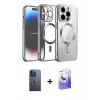 ieg™ iPhone 13 Pro Max Kılıf Nova Işık Özel Seri - Siyah Bilvis 5in1 5D Magic Hayalet Cam Ekran Koruyucu + Neon Fosforlu Kamera Lens - MI