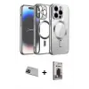ieg™ iPhone 13 Pro Max Kılıf Nova Işık Özel Seri - Siyah Bilvis Hayalet Cam Ekran Koruyucu + Rainbow Kamera Lens Koruma Cam - MI