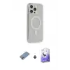 ieg™ iPhone 13 Pro Max Kılıf Pusula Çizgi Koleksiyonu - Siyah Bilvis 5in1 5D Magic Hayalet Cam Ekran Koruyucu + Shine Kamera Lens Koruma Cam - GI