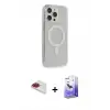 ieg™ iPhone 13 Pro Max Kılıf Pusula Çizgi Koleksiyonu - Siyah Bilvis 5in1 5D Magic Hayalet Cam Ekran Koruyucu + Pers Alüminyum Kamera Lens - KI