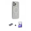 ieg™ iPhone 13 Pro Max Kılıf Pusula Çizgi Koleksiyonu - Siyah Bilvis 5in1 5D Magic Hayalet Cam Ekran Koruyucu + Renkli Kamera Lens Koruma Cam - TU