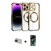ieg™ iPhone 13 Pro Max Kılıf Pusula Form - Şeffaf 360 Full Body Arka Koruyucu + Rainbow Kamera Lens Koruma Cam - KI