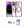 ieg™ iPhone 13 Pro Max Kılıf Pusula Form - Siyah Bilvis 5in1 3D Magic Cam Ekran Koruyucu + Rainbow Kamera Lens Koruma Cam - MR
