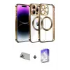 ieg™ iPhone 13 Pro Max Kılıf Pusula Form - Siyah Bilvis 5in1 3D Magic Cam Ekran Koruyucu + Rainbow Kamera Lens Koruma Cam - MR