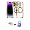 ieg™ iPhone 13 Pro Max Kılıf Pusula Form - Siyah Bilvis 5in1 5D Magic Hayalet Cam Ekran Koruyucu + Pers Alüminyum Kamera Lens - GD