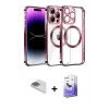 ieg™ iPhone 13 Pro Max Kılıf Pusula Form - Siyah Bilvis 5in1 5D Magic Hayalet Cam Ekran Koruyucu + Pers Alüminyum Kamera Lens - GD