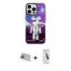 ieg™ iPhone 13 Pro Max Kılıf Siluet Çizgi Koleksiyonu - Şeffaf Pasifik Cam Ekran Koruyucu + Rainbow Kamera Lens Koruma Cam - MR