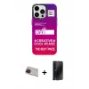 ieg™ iPhone 13 Pro Max Kılıf Siluet Çizgi Koleksiyonu - Siyah 3D Antistatik Hayalet Cam Ekran Koruyucu + Rainbow Kamera Lens Koruma Cam - KI
