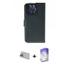 ieg™ iPhone 13 Pro Max Kılıf Siluet Işık Serisi - Siyah Bilvis 5in1 3D Magic Cam Ekran Koruyucu + Rainbow Kamera Lens Koruma Cam - BZ
