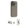 ieg™ iPhone 13 Pro Max Kılıf Siluet Minimal Özel Seri - Şeffaf Pasifik Cam Ekran Koruyucu + Rainbow Kamera Lens Koruma Cam - MR