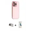 ieg™ iPhone 13 Pro Max Kılıf Siluet Minimal Özel Seri - Şeffaf Pasifik Cam Ekran Koruyucu + Rainbow Kamera Lens Koruma Cam - KI