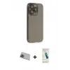 ieg™ iPhone 13 Pro Max Kılıf Siluet Minimal Özel Seri - Şeffaf Pasifik Cam Ekran Koruyucu + Rainbow Kamera Lens Koruma Cam - MI