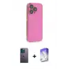 ieg™ iPhone 13 Pro Max Kılıf Siluet Minimal Özel Seri - Siyah Bilvis 5in1 3D Magic Cam Ekran Koruyucu + Neon Fosforlu Kamera Lens - MI