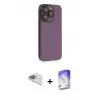 ieg™ iPhone 13 Pro Max Kılıf Siluet Minimal Özel Seri - Siyah Bilvis 5in1 3D Magic Cam Ekran Koruyucu + Pers Alüminyum Kamera Lens - SABE