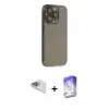 ieg™ iPhone 13 Pro Max Kılıf Siluet Minimal Özel Seri - Siyah Bilvis 5in1 3D Magic Cam Ekran Koruyucu + Pers Alüminyum Kamera Lens - SABE