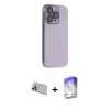 ieg™ iPhone 13 Pro Max Kılıf Siluet Minimal Özel Seri - Siyah Bilvis 5in1 3D Magic Cam Ekran Koruyucu + Rainbow Kamera Lens Koruma Cam - REGD
